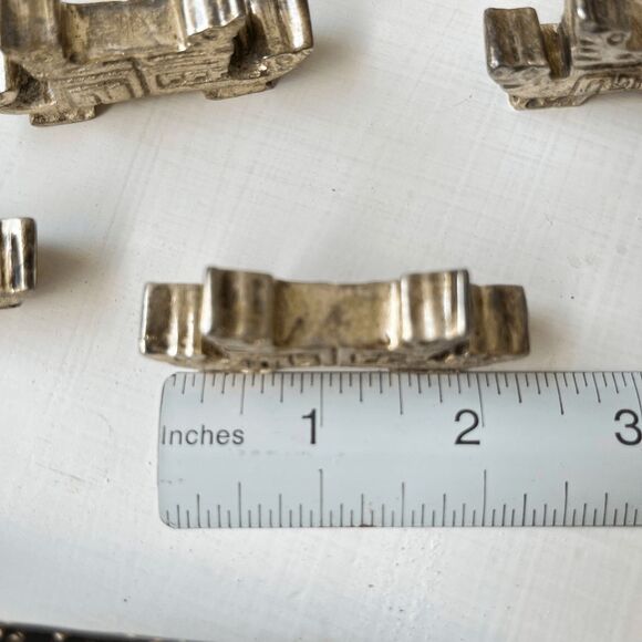 VTG 70s Solid Pewter Chopstick Rests Set of 12 – Heavy, Geometric Design - Picture 5 of 11